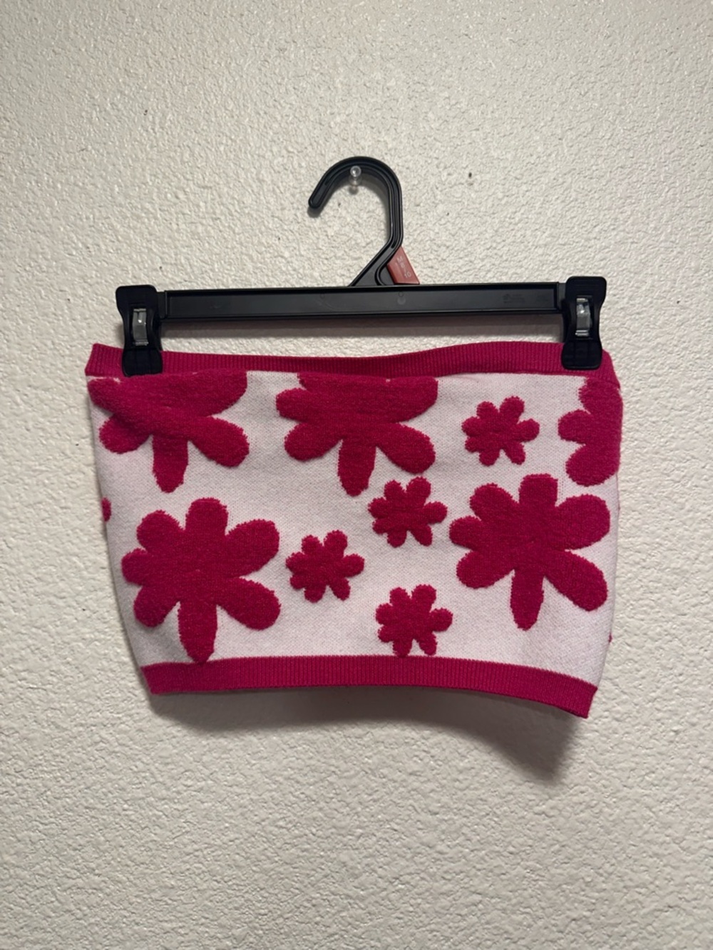 Forever 21 Pink and White Floral Knit Tube Top